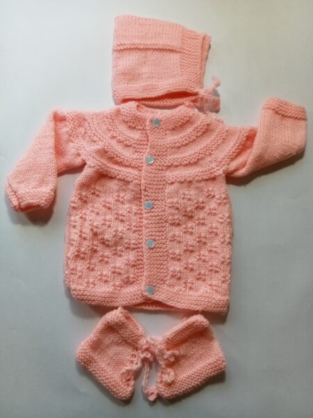 Baby Girl And Boy Wollen Cardigan (Sweater) With Cap Ans Socks