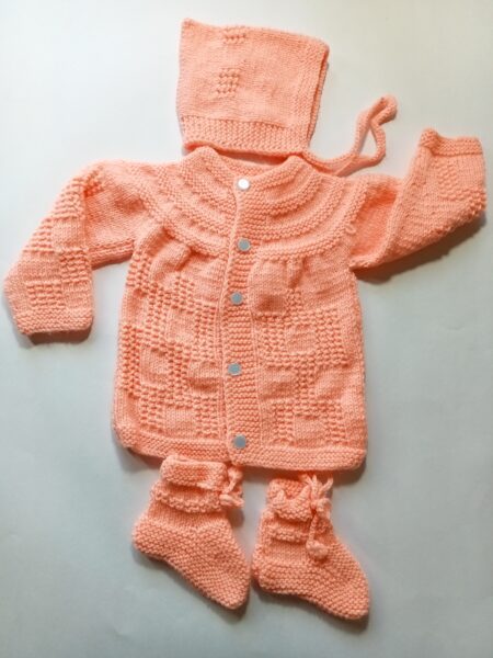 Baby Girl And Boy Wollen Cardigan (Sweater) With Cap Ans Socks
