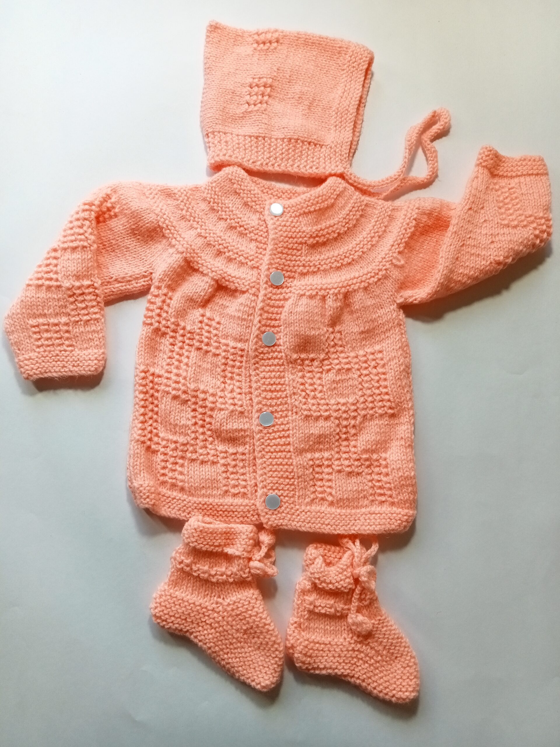Baby Girl And Boy Wollen Cardigan (Sweater) With Cap Ans Socks