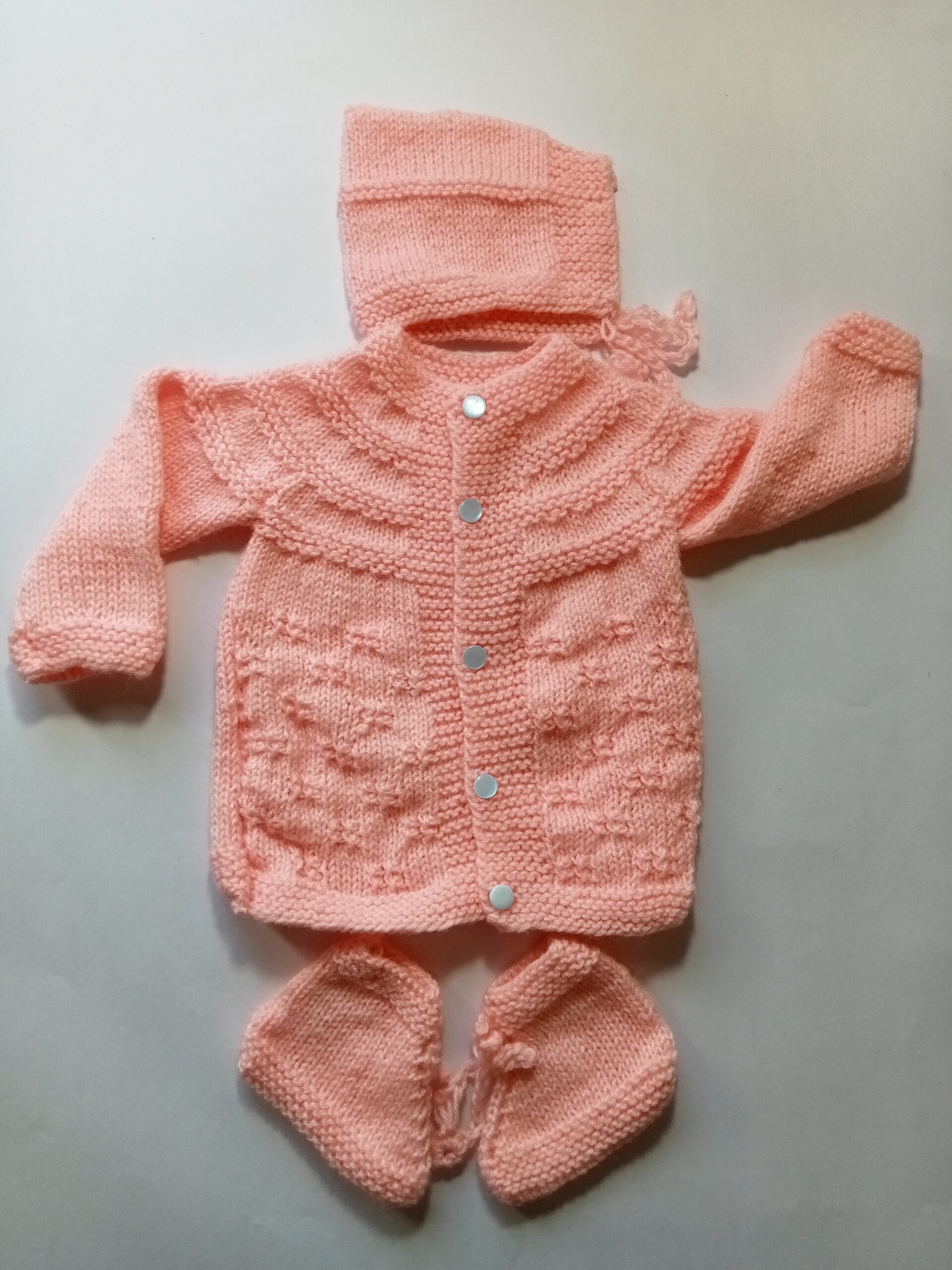Baby Girl And Boy Wollen Cardigan (Sweater) With Cap Ans Socks