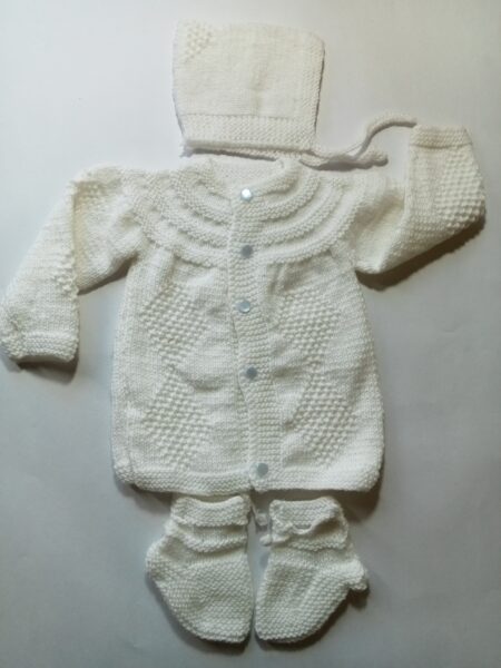 Baby Girl And Boy Wollen Cardigan (Sweater) With Cap Ans Socks