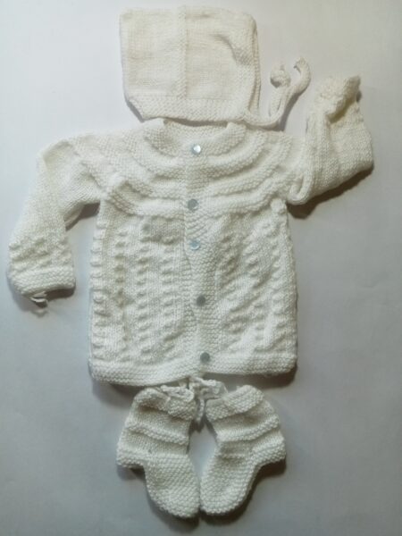 Baby Girl And Boy Wollen Cardigan (Sweater) With Cap Ans Socks