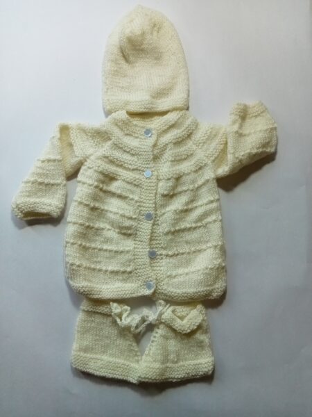 Baby Girl And Boy Wollen Cardigan (Sweater) With Cap Ans Socks