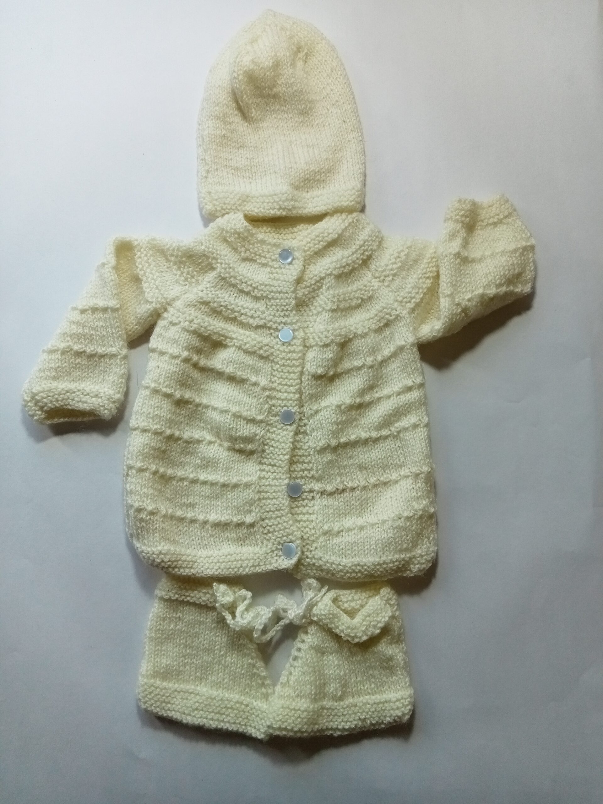 Baby Girl And Boy Wollen Cardigan (Sweater) With Cap Ans Socks
