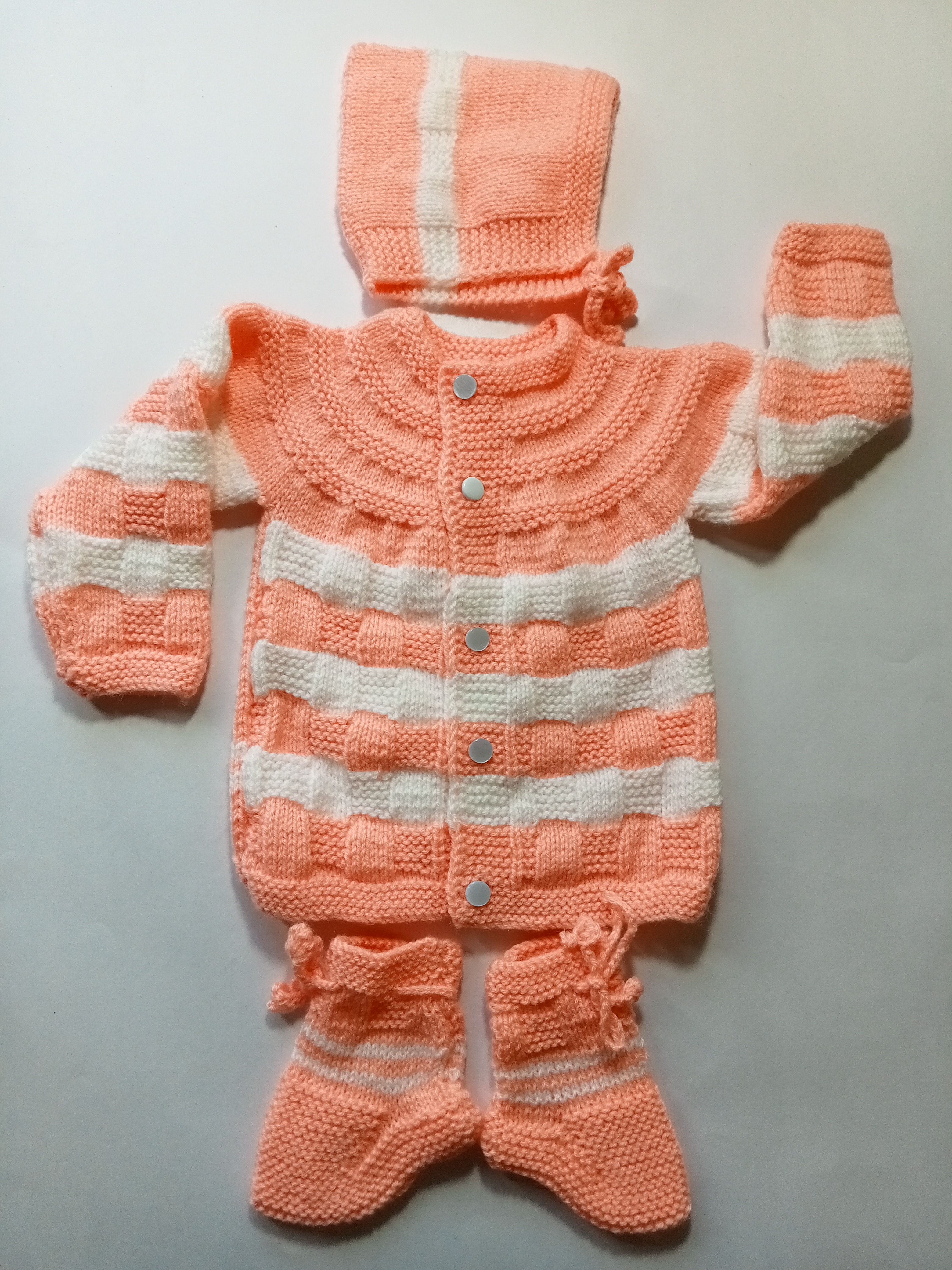 Baby Girl And Boy Wollen Cardigan (Sweater) With Cap Ans Socks