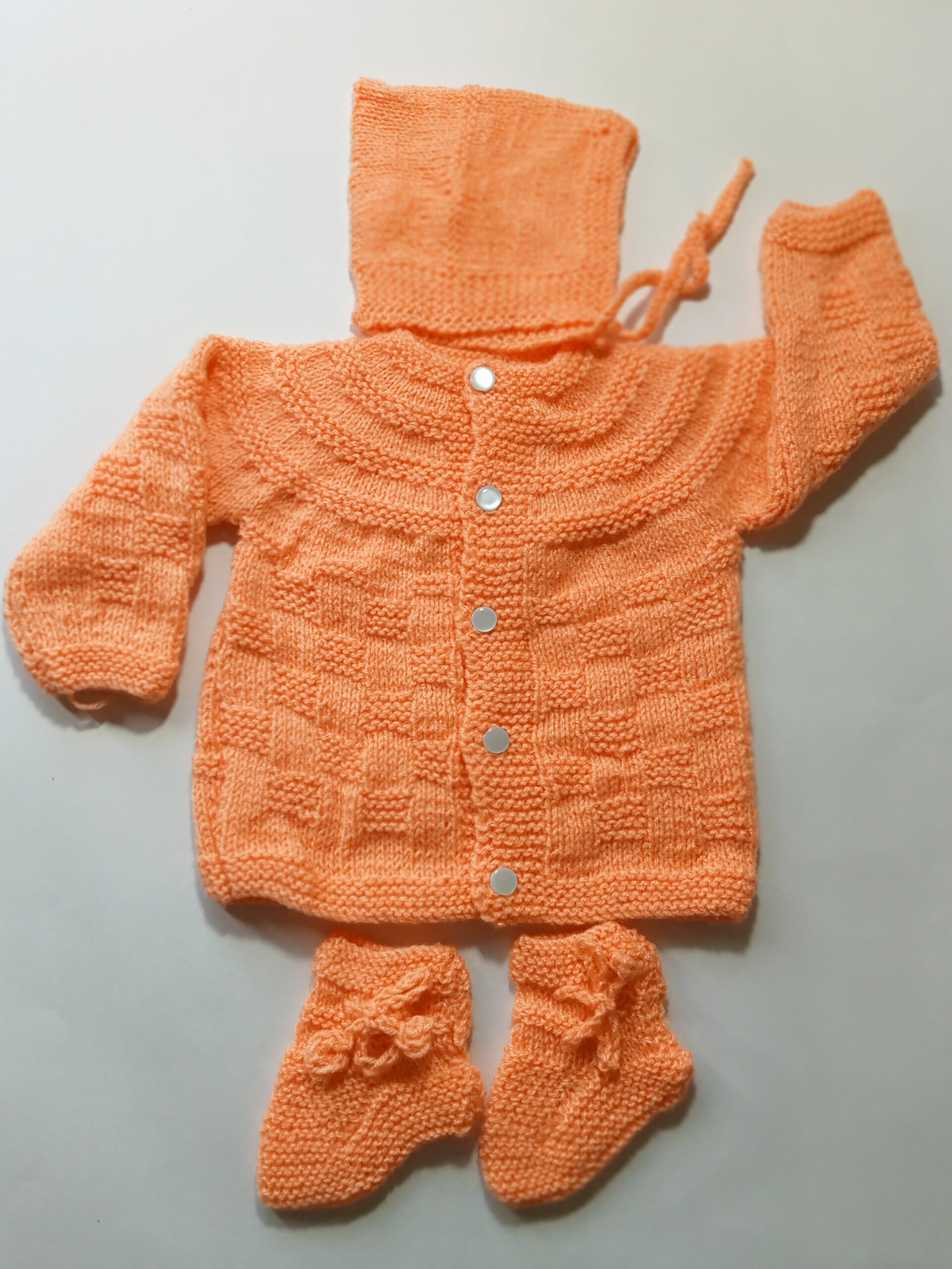 Baby Girl And Boy Wollen Cardigan (Sweater) With Cap Ans Socks