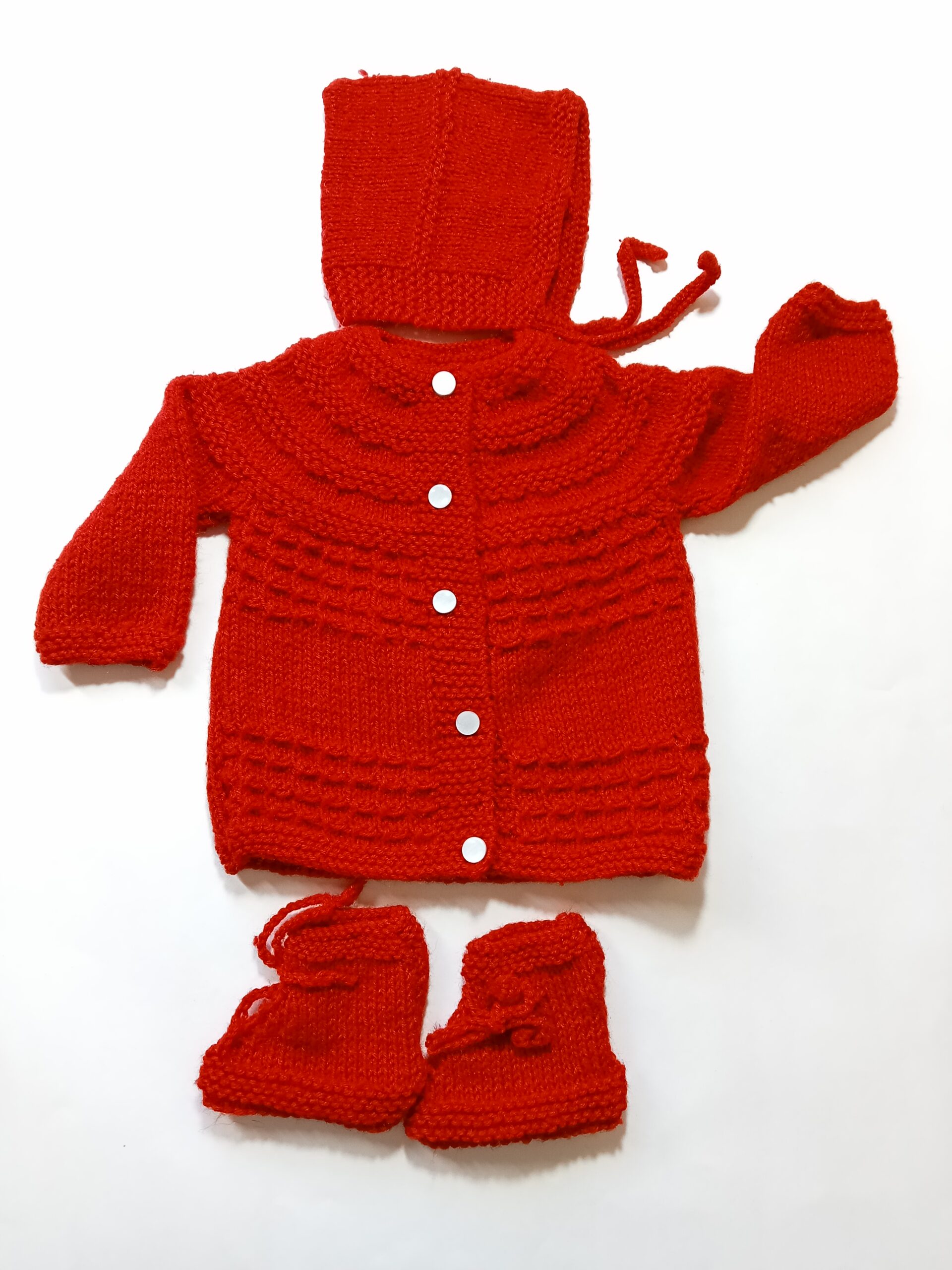Baby Girl And Boy Wollen Cardigan (Sweater) With Cap Ans Socks