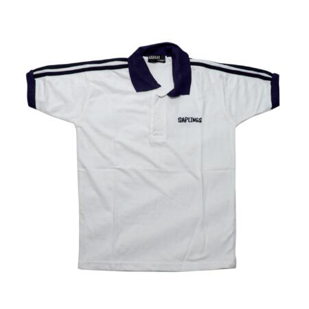 Pure White Cotton Half Sleeved Polo T-Shirt with Navy Blue Ribbed Sleeves for Boys & Men Pack of 2