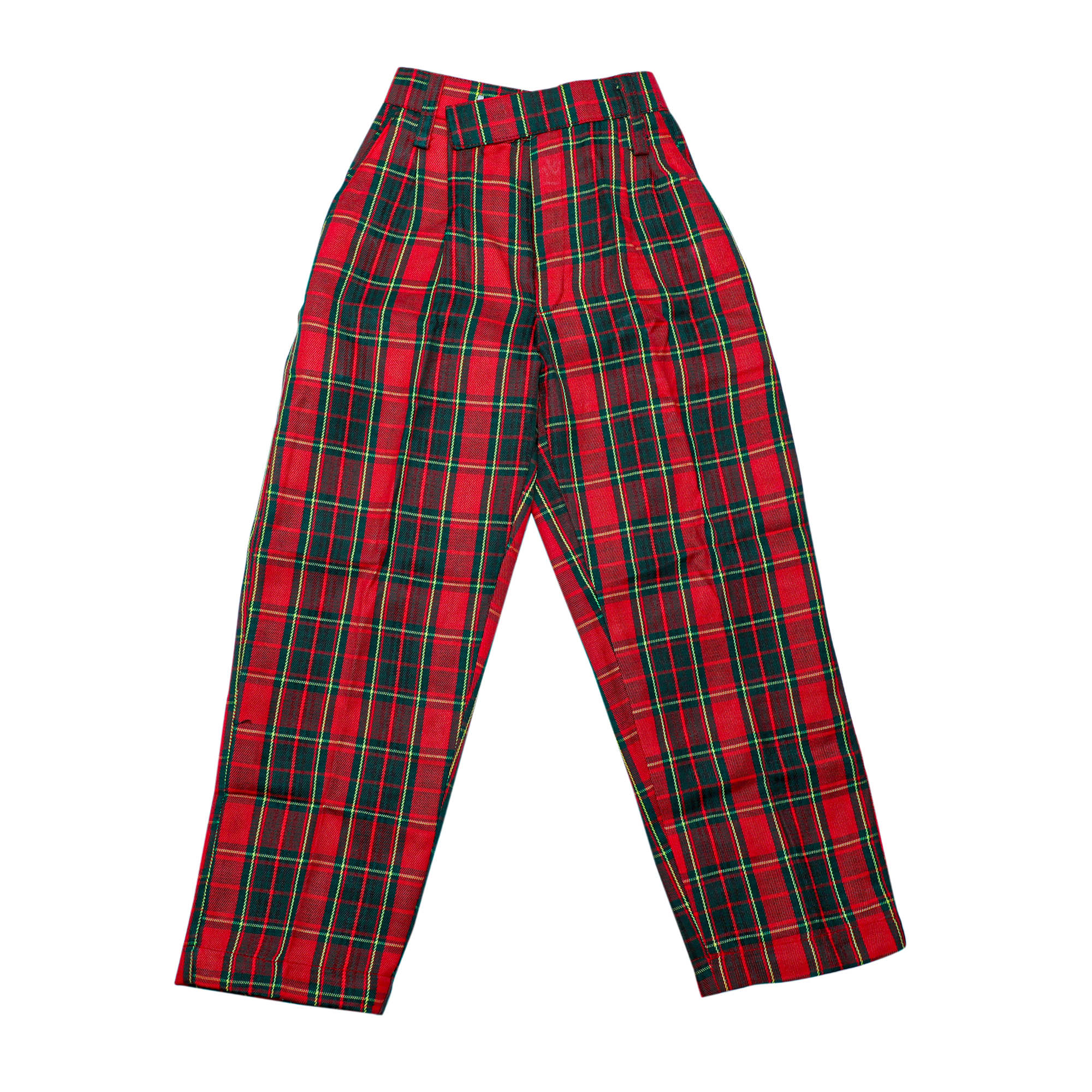 Kids Boys Full Length Cotton Check Pants Trousers
