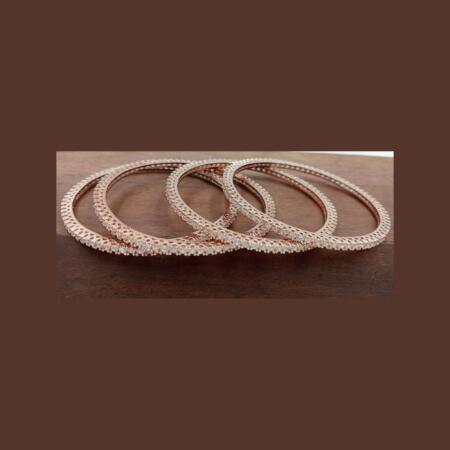 Elegent Rose Gold Color American Diamond Bangle Kangan Set (Size 2.8)Set of 4