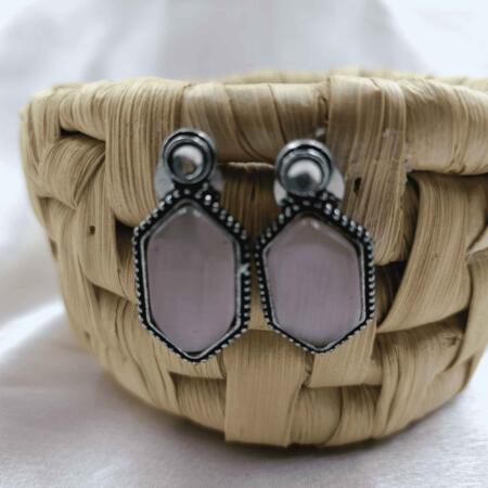 Mystic Shadows Silver Oxidized Purple Color Stud Earrings