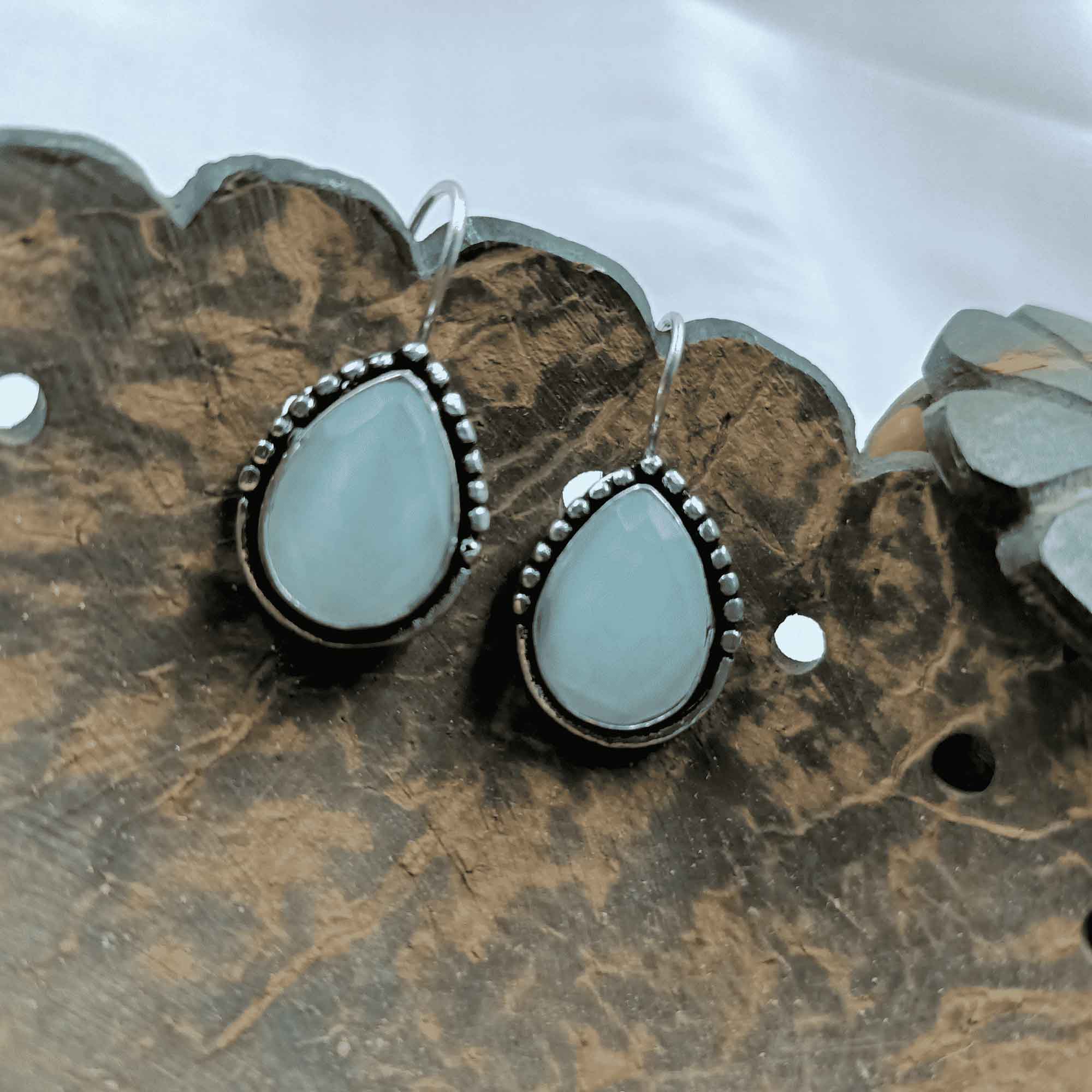 Moonlit Reflections Silver Look Moon White Color Drop Earrings