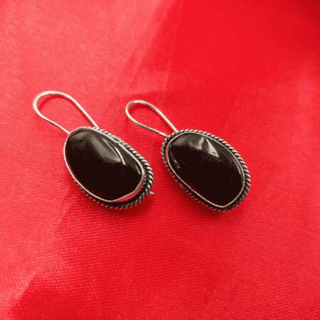 Silver Mist Oxidized Black Color Drop Earrings