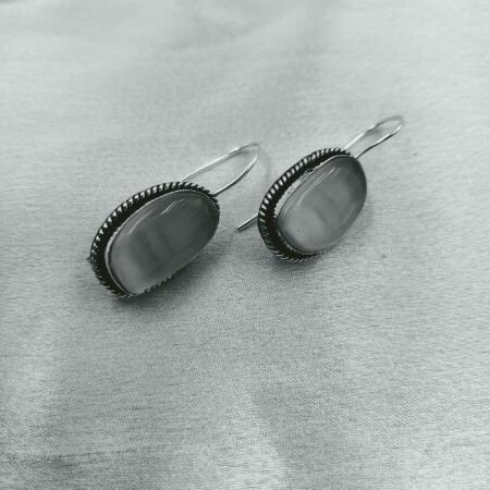 Silver Mist Oxidized Gray Color Drop Earrings