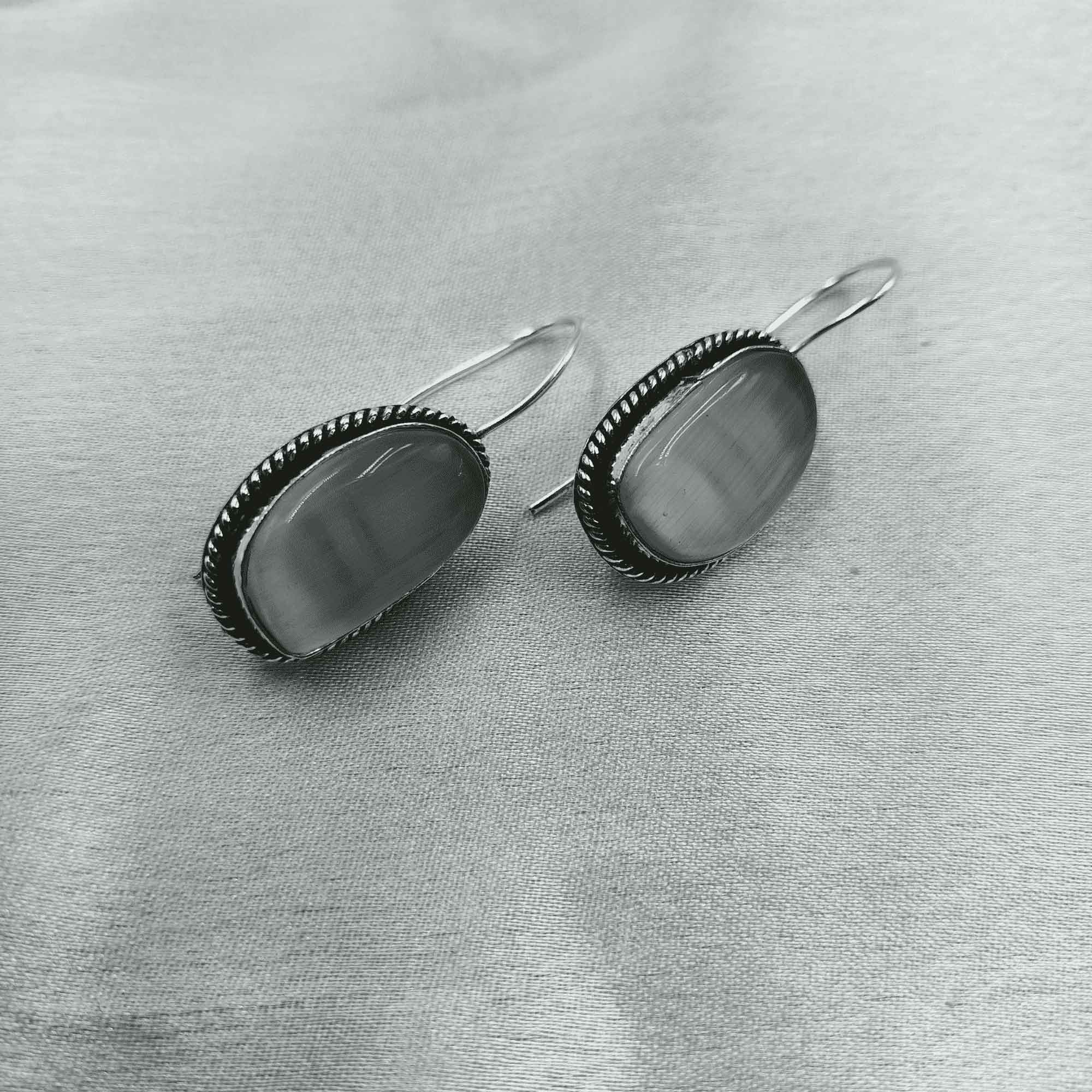 Silver Mist Oxidized Gray Color Drop Earrings