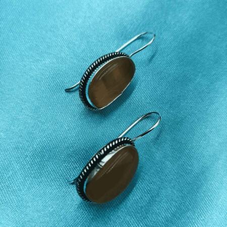 Silver Mist Oxidized Brown Color Drop Earrings