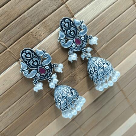 Vintage Silver Cascade Rani Color Chandelier Zhumki Earrings