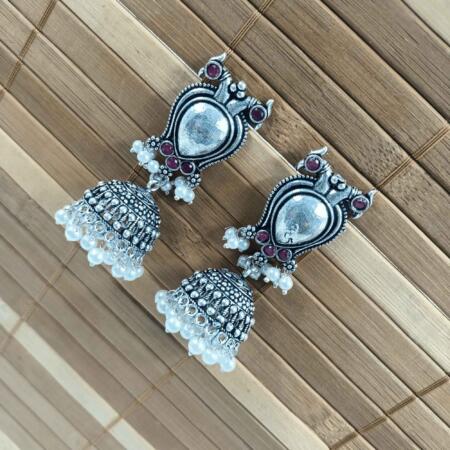 Vintage Silver Cascade Rani Color Chandelier Zhumki Earrings