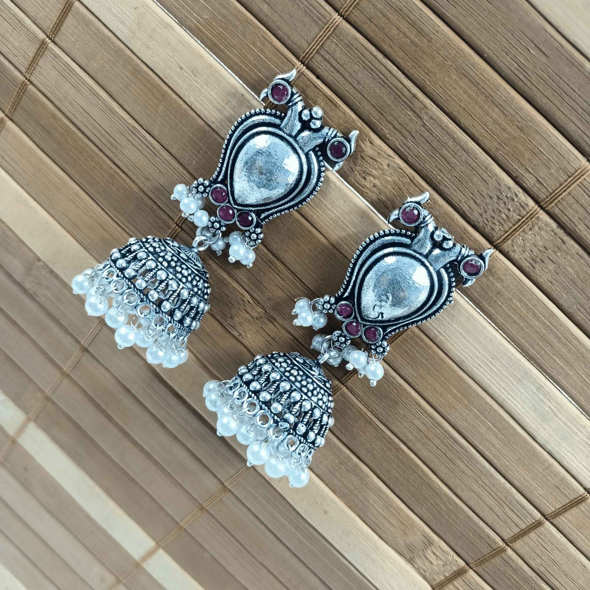 Vintage Silver Cascade Rani Color Chandelier Zhumki Earrings