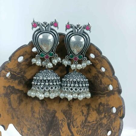Vintage Silver Cascade Multi Color Chandelier Zhumki Earrings