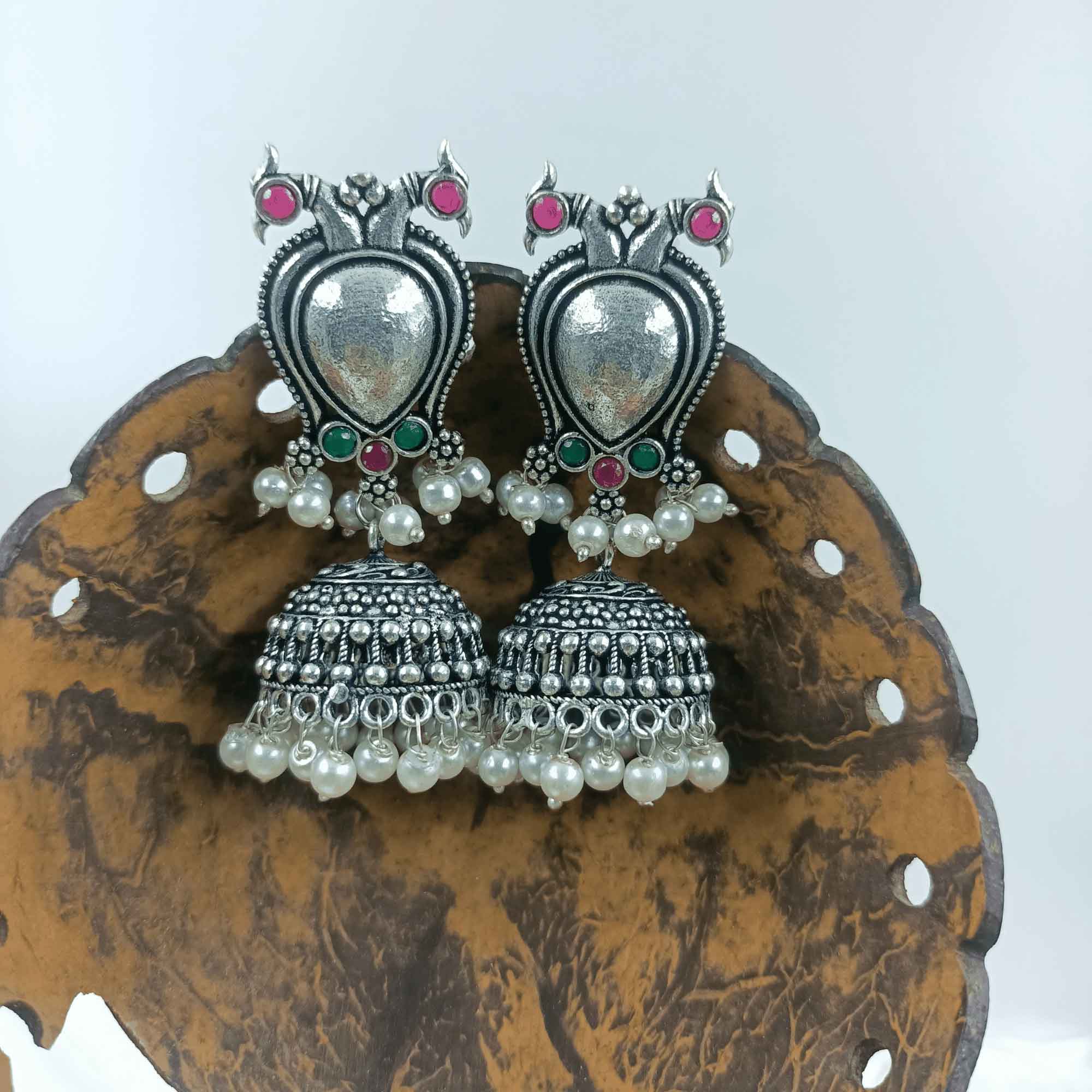Vintage Silver Cascade Multi Color Chandelier Zhumki Earrings