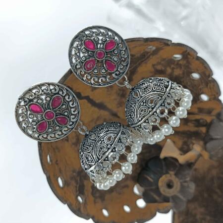 Vintage Silver Cascade Rani Color Chandelier Zhumki Earrings