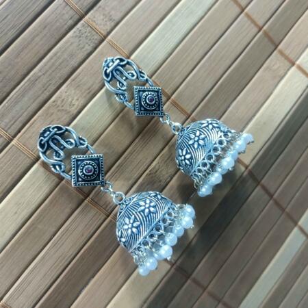Vintage Silver Cascade Rani Color Chandelier Zhumki Earrings
