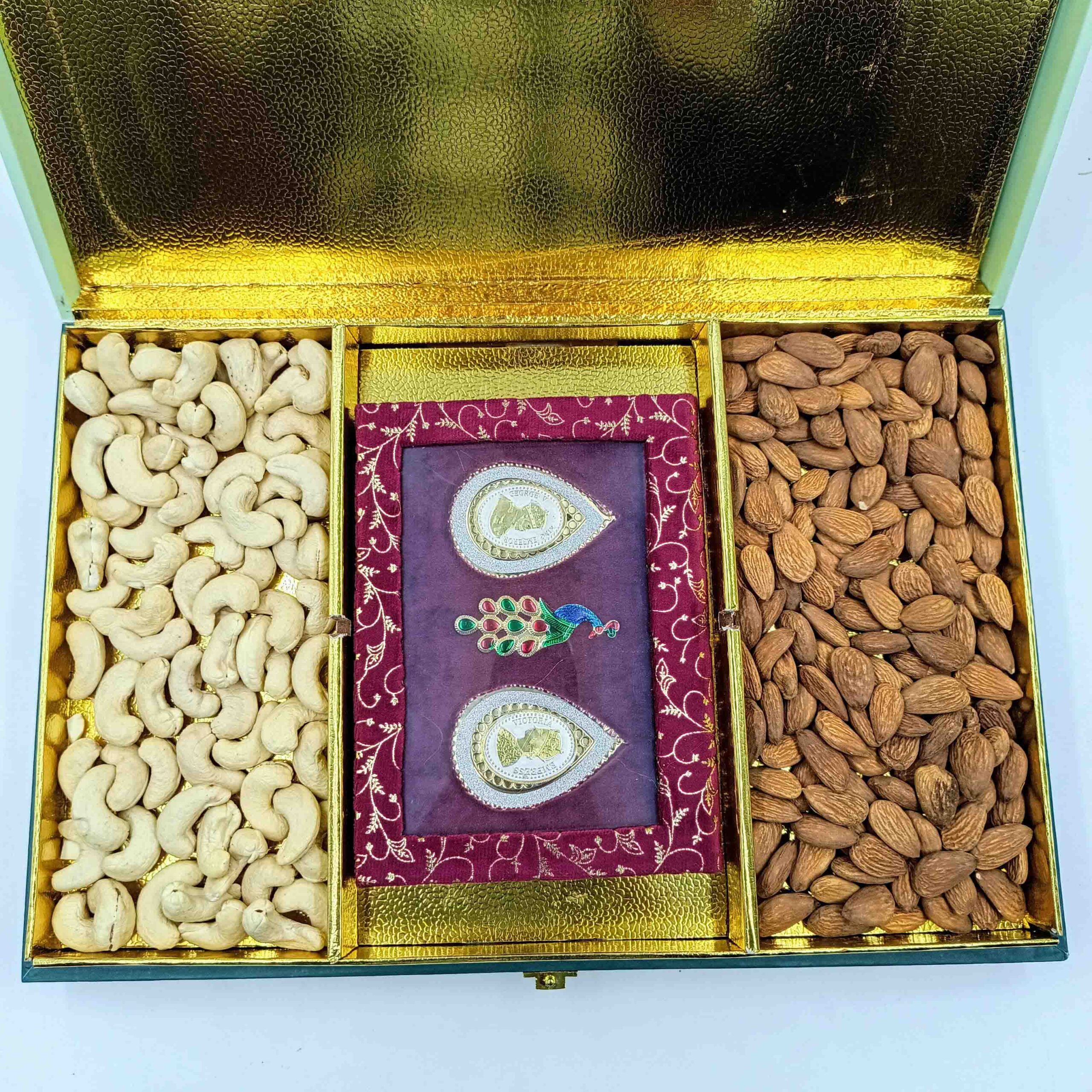 Sab Se Special Diwali Gift Hamper | King & Queen Silver Coins (2 x 5g) with Premium Dry Fruits | 200g Cashews & 200g Almonds | Elegant Festive Gift Box | Ideal for Family & Friends