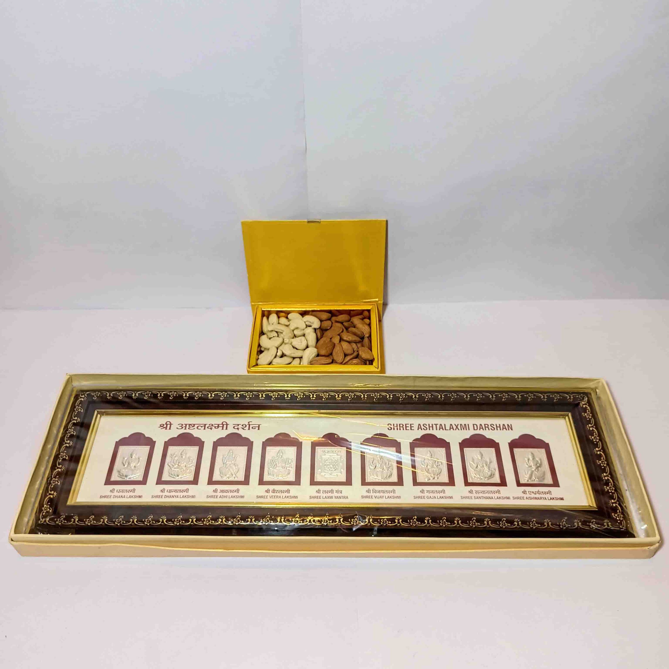 Sab Se Special Gift Hamper | Shree Ashtalaxmi Darshan in 999 Silver with Premium Dry Fruits | 100g Cashews & 100g Almonds | Elegant Diwali Gift Box, 23x7 inches | Ideal Festive Gift for Family & Friends