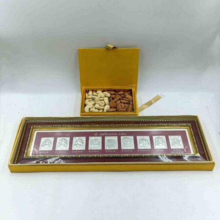 Sab Se Special Gift Hamper | Shree Ashtavinayak Darshan in 999 Silver with Premium Dry Fruits | 100g Cashews & 100g Almonds | Elegant Diwali Gift Box, 17.5 x 5.5 inches | Ideal Festive Gift for Family & Friends