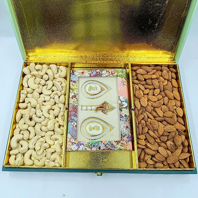 Sab Se Special Diwali Gift Hamper | King & Queen Silver Coins (2 x 5g) with Premium Dry Fruits | 200g Cashews & 200g Almonds | Elegant Festive Gift Box | Ideal for Family & Friend