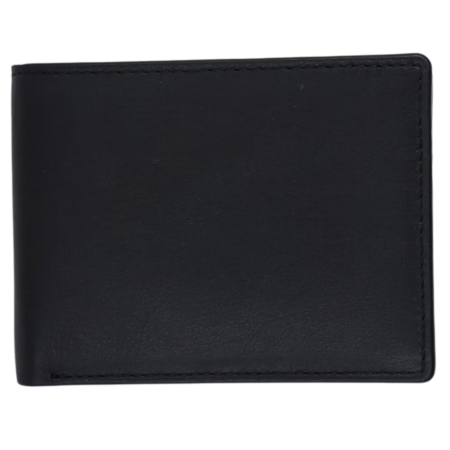 SURMEE Men’s Premium Genuine Leather Bi-Fold Wallet with Coin Pocket, Paper Money Compartment, Flip Transparent ID Window & Multi-Card Storage