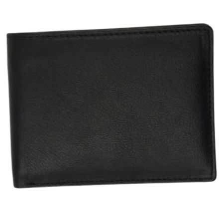 SURMEE Men’s Premium Genuine Leather Bi-Fold Wallet with Metal Lock Chain Coin Compartment, Multiple Card Slots, Transparent ID Holder & Paper Money Section