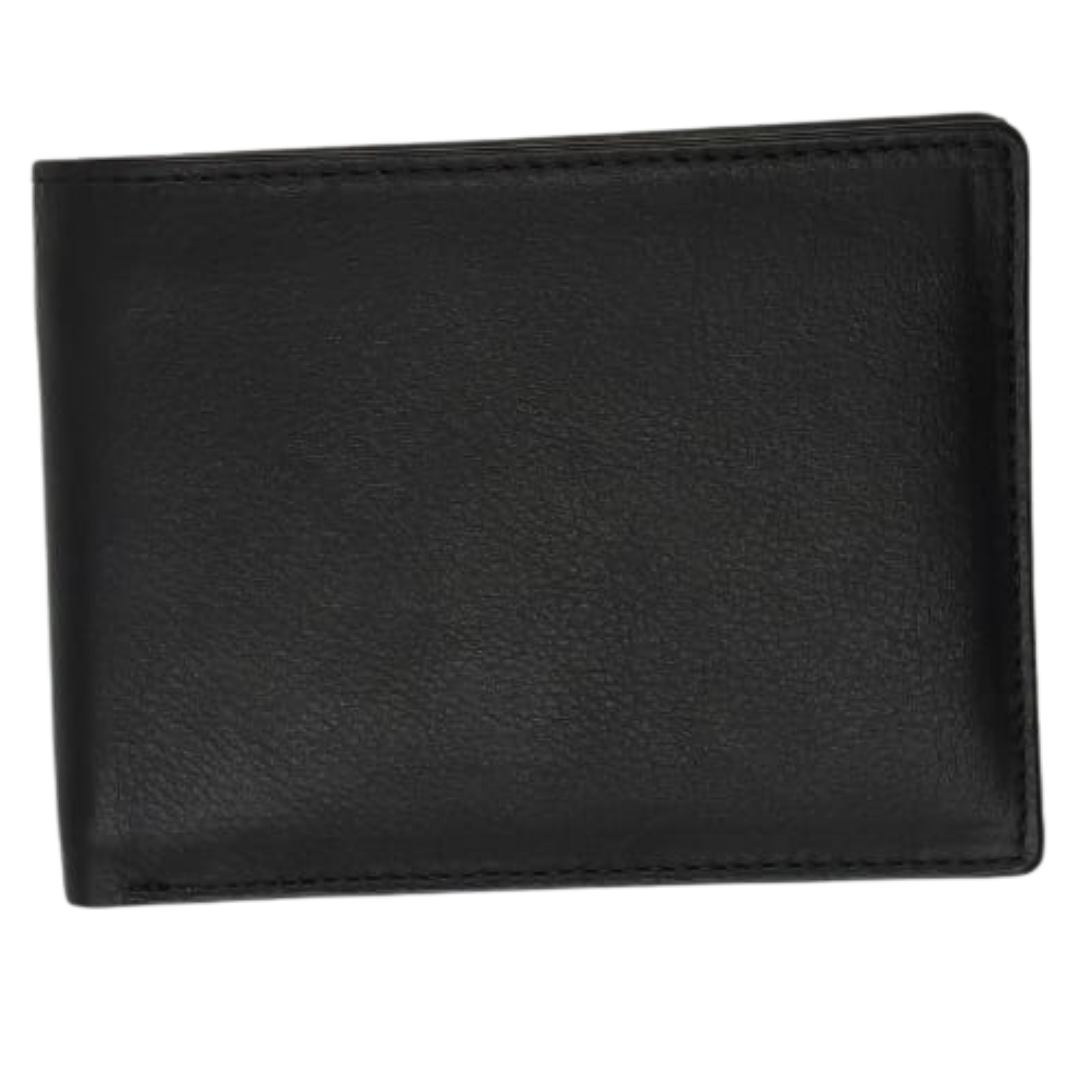 SURMEE Men’s Premium Genuine Leather Bi-Fold Wallet with Metal Lock Chain Coin Compartment, Multiple Card Slots, Transparent ID Holder & Paper Money Section