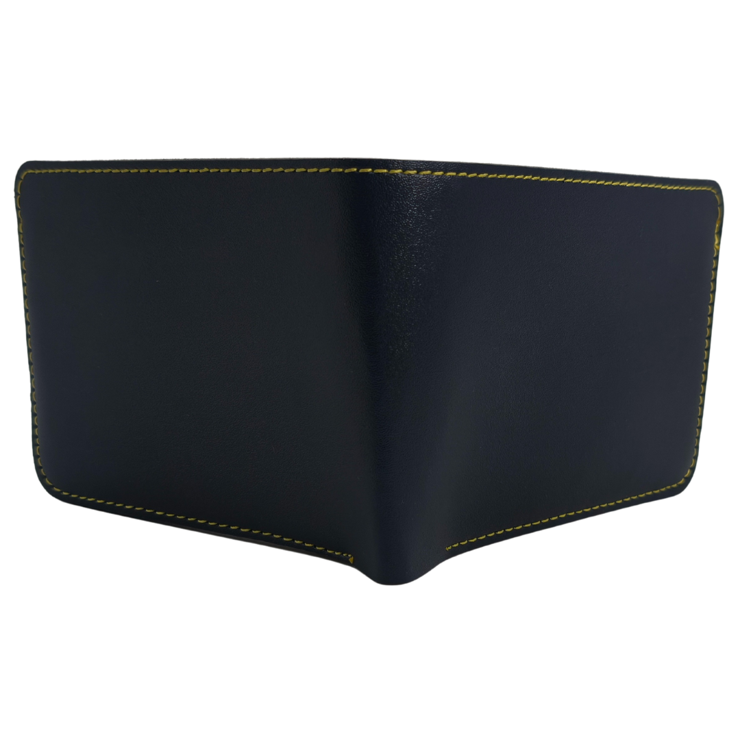 SURMEE Premium Bifold Leather Dark Blue Wallet for Men's | Transparent ID Window, Multiple Card Slots & Contrast Stitching